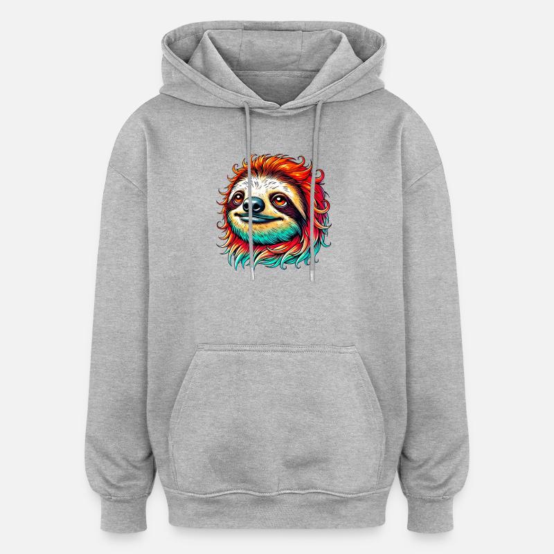 Faultier - Oversized Unisex Hoodie - Grau meliert