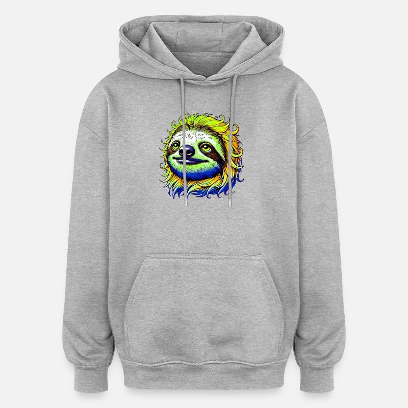 Faultier - Oversized Unisex Hoodie - Grau meliert