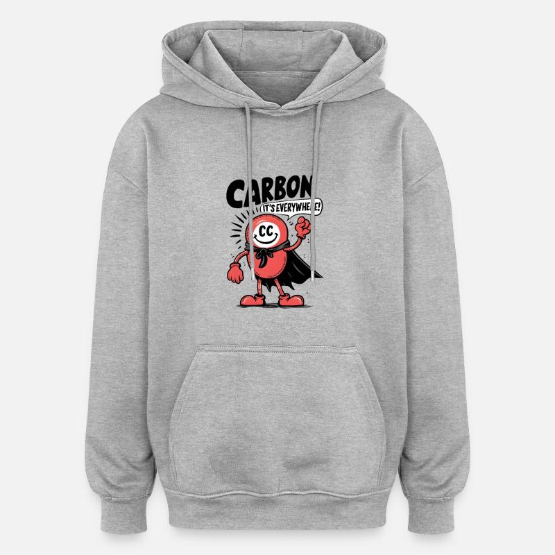 Comic Carbon - Il est partout ! - Sweat à capuche oversize unisexe - gris chiné