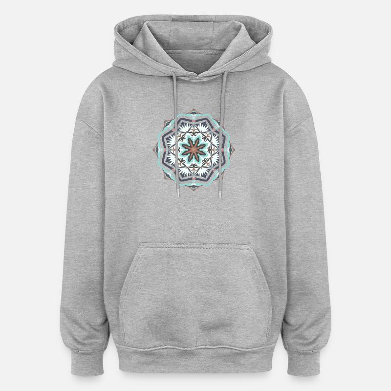 Mandala étoile de mer - Sweat à capuche oversize unisexe - gris chiné