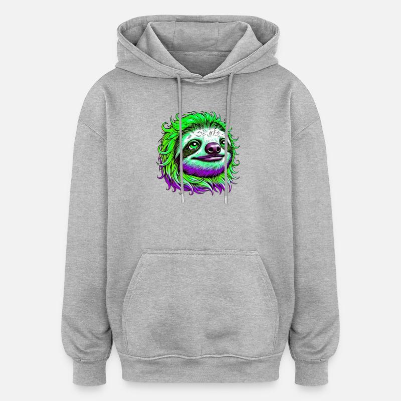 Faultier - Oversized Unisex Hoodie - Grau meliert
