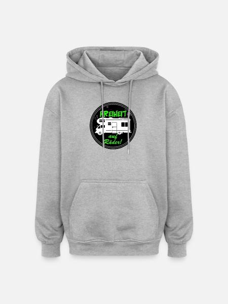 RV,Camping,Fun Shirt,Freedom on Wheels(25) - Oversized Unisex Hoodie - heather grey