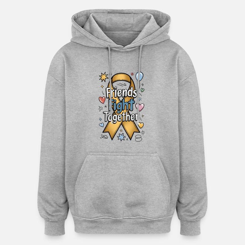 Des amis se battent ensemble - Sweat à capuche oversize unisexe - gris chiné