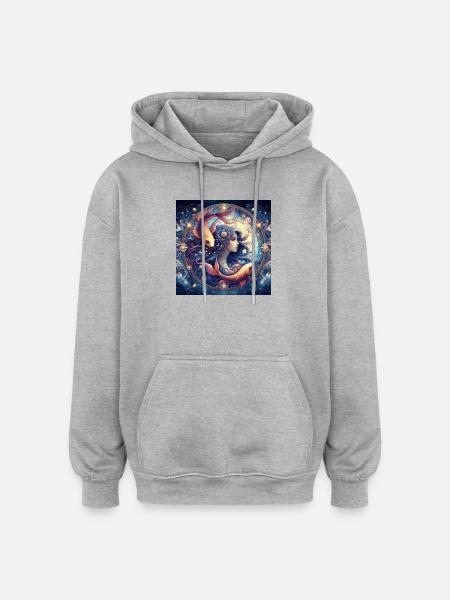 PISCES \ Zodiac Signs - Oversized Unisex Hoodie - heather grey