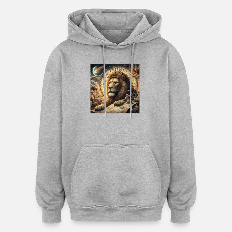 LÖWE \ Sternzeichen - Oversized Unisex Hoodie - Grau meliert