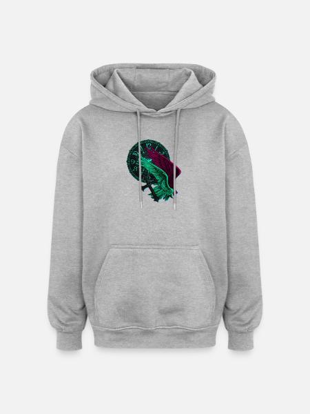 Engelflügel Neon uhren - Oversized Unisex Hoodie - Grau meliert