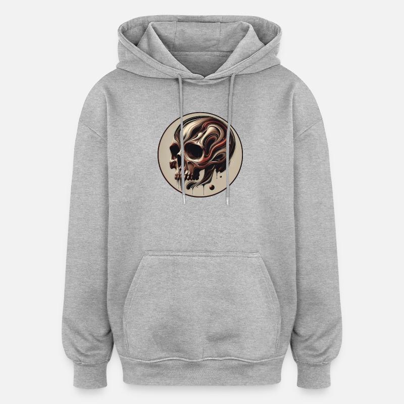 Kunstvoller Schädel - Oversized Unisex Hoodie - Grau meliert