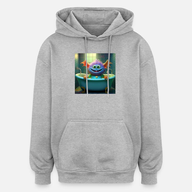 Petits bains de monstres - Sweat à capuche oversize unisexe - gris chiné