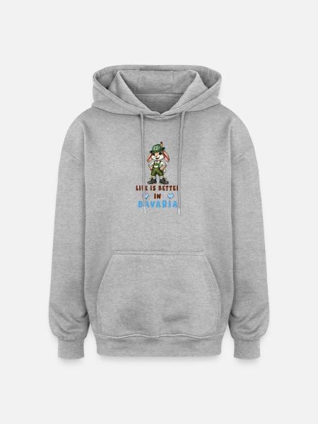 Bavarian Rabbit - Oversized Unisex Hoodie - heather grey