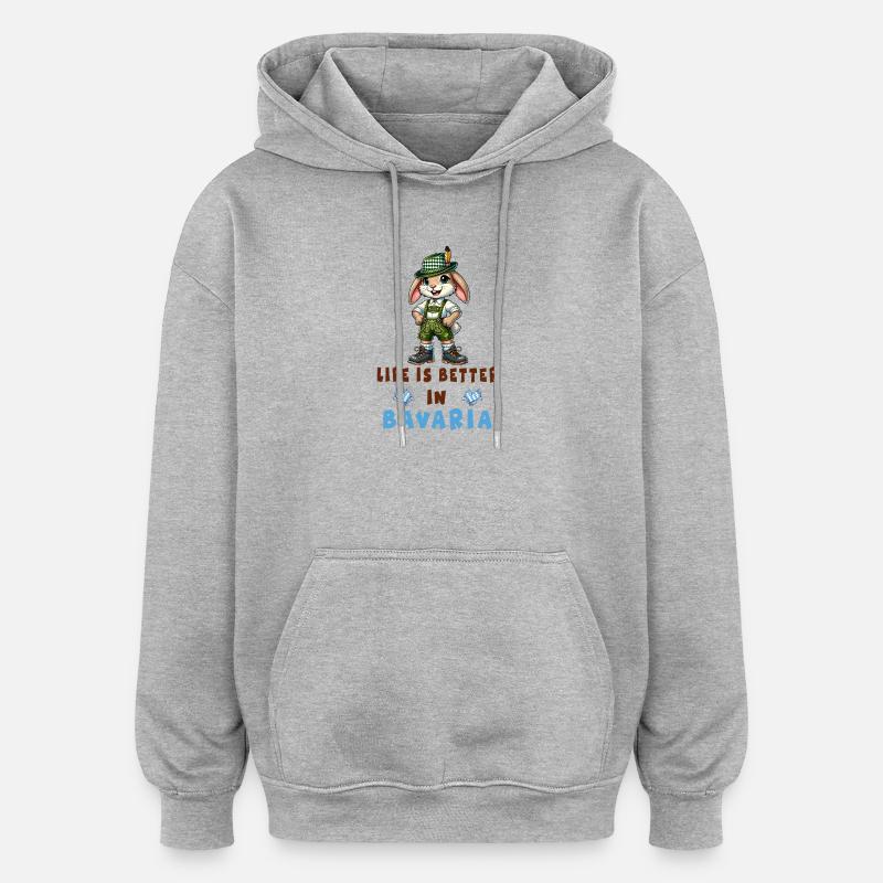 Bayerischer Hase - Oversized Unisex Hoodie - Grau meliert