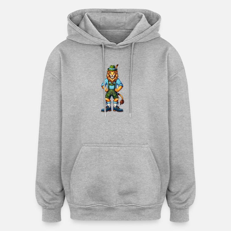Bayerischer Löwe - Oversized Unisex Hoodie - Grau meliert