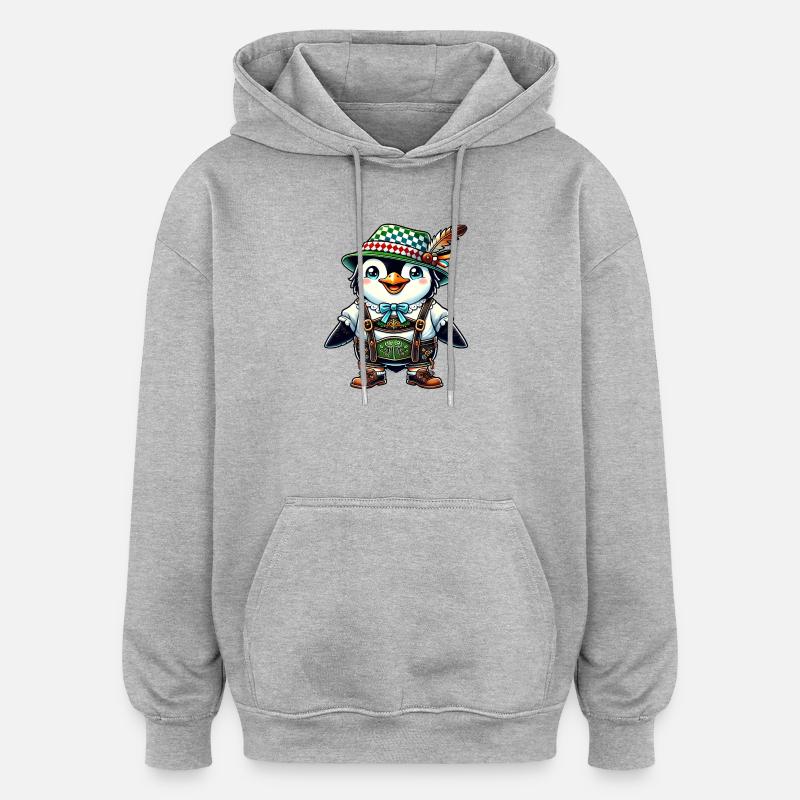 Bayerischer Pinguin - Oversized Unisex Hoodie - Grau meliert