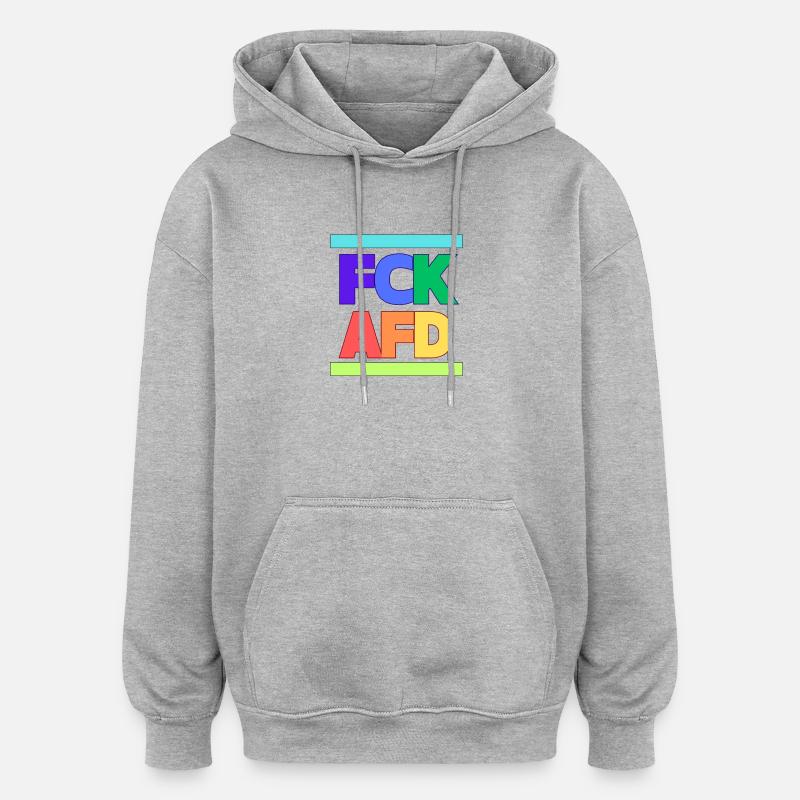 FCK AFD - Oversized Unisex Hoodie - Grau meliert