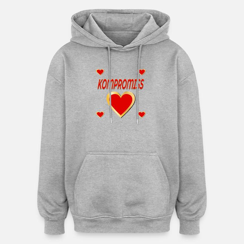 HERZ KOMPROMISS - Oversized Unisex Hoodie - Grau meliert