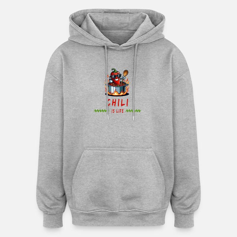 Le chili, c’est la vie - Sweat à capuche oversize unisexe - gris chiné