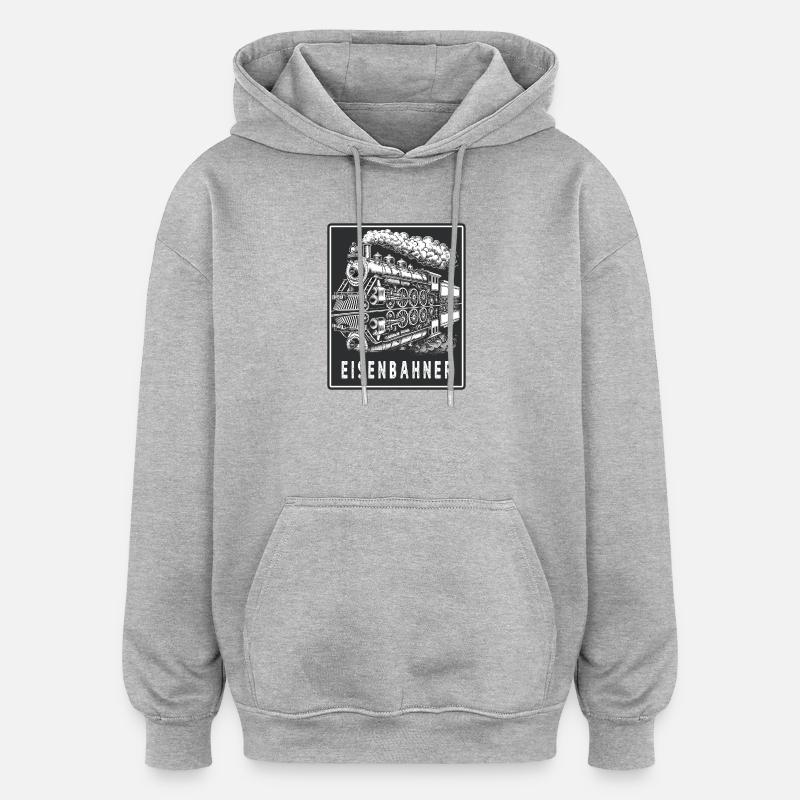 Dampflok Eisenbahner Retro - Oversized Unisex Hoodie - Grau meliert