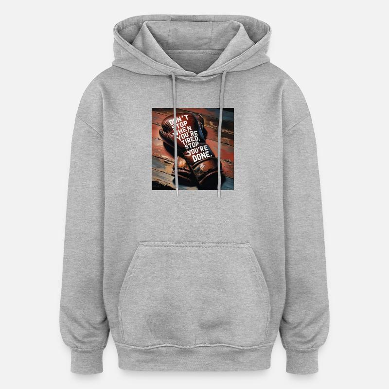 Kampfgeist auf Boxhandschuh - Oversized Unisex Hoodie - Grau meliert
