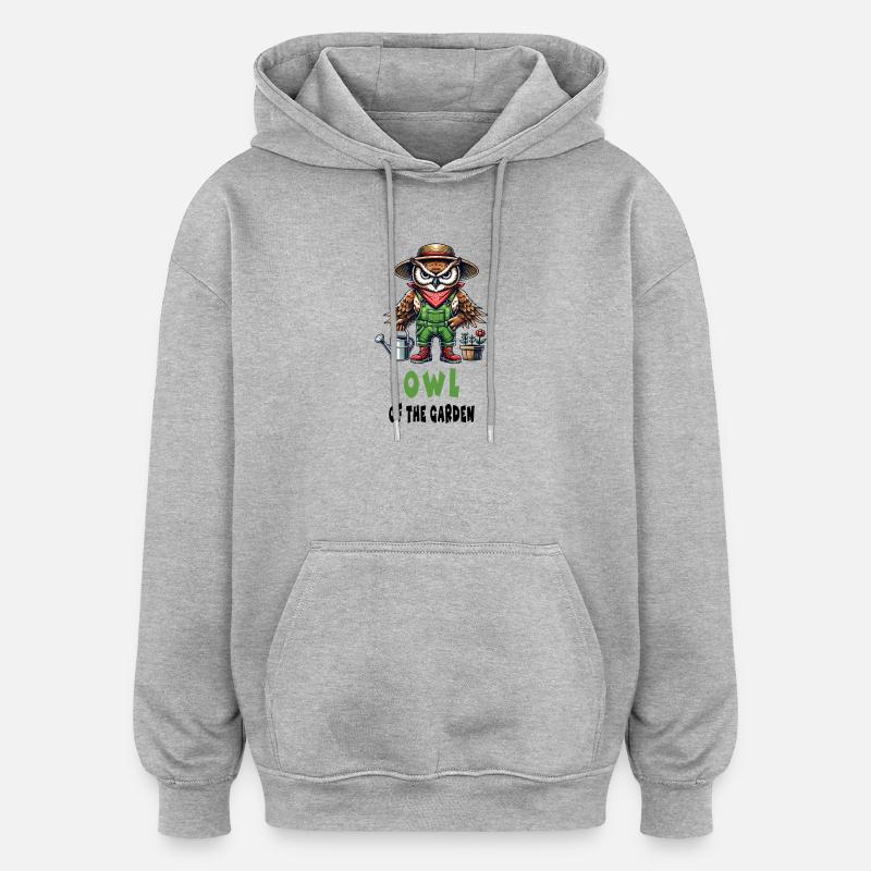 Eule des Gartens Design - Oversized Unisex Hoodie - Grau meliert