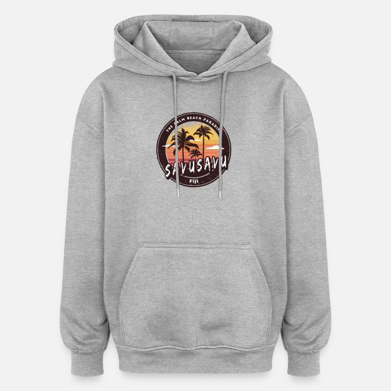 Savusavu – Palm Beach Paradise - Sweat à capuche oversize unisexe - gris chiné