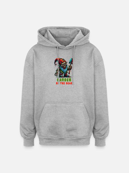Zombie Garden Gnome – Painajainen puutarhassa - Unisex oversize huppari - harmaasävyinen
