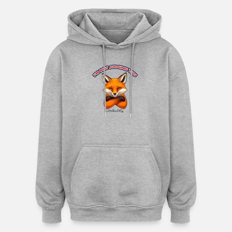 Clever Fox – Vous juger en silence - Sweat à capuche oversize unisexe - gris chiné