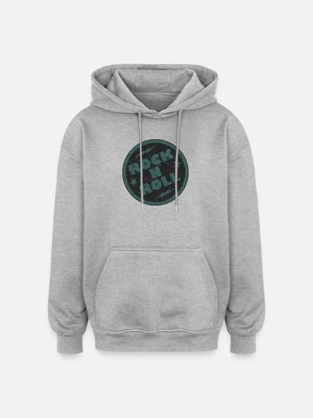 Retro Rock and Roll Abzeichen Design - Oversized Unisex Hoodie - Grau meliert