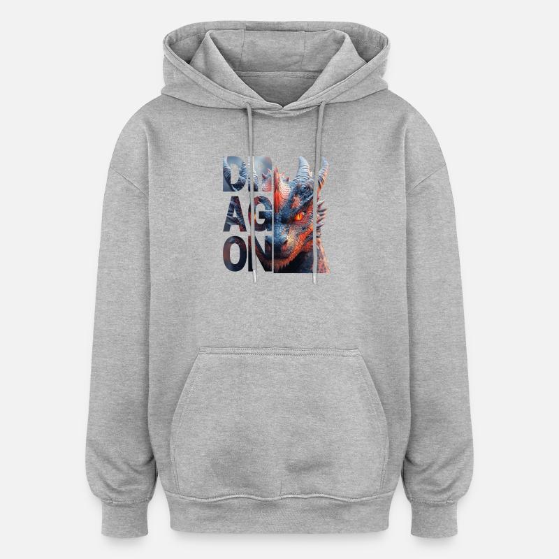 Dragon - Sweat à capuche oversize unisexe - gris chiné