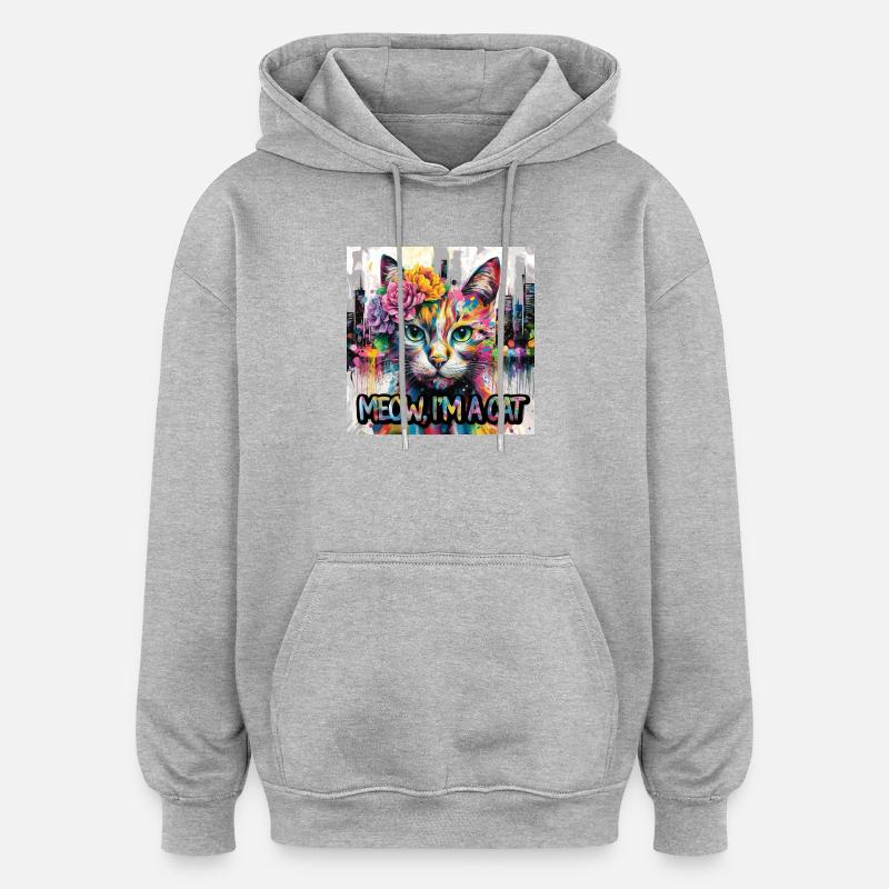 Kunstvolle Katze Version 2 - Oversized Unisex Hoodie - Grau meliert