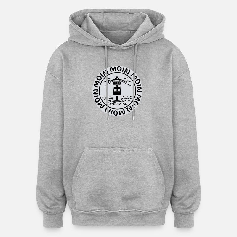 Moin Moin Leuchtturm – Maritimes Küsten Design - Oversized Unisex Hoodie - Grau meliert