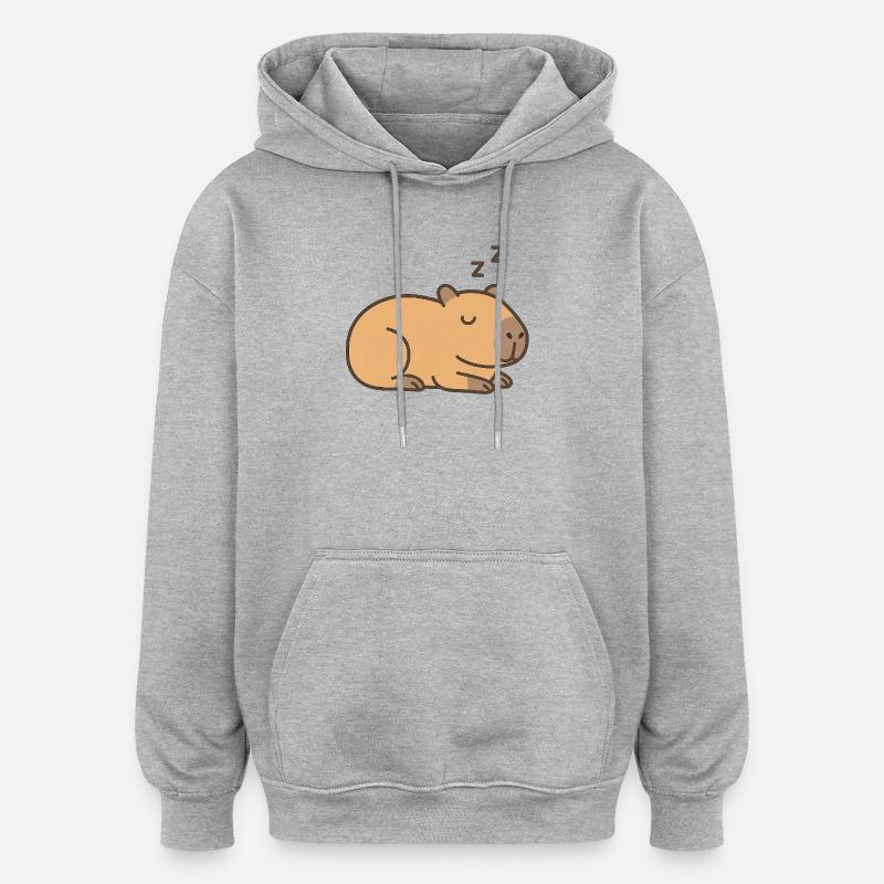 Capybara endormi - Sweat à capuche oversize unisexe - gris chiné