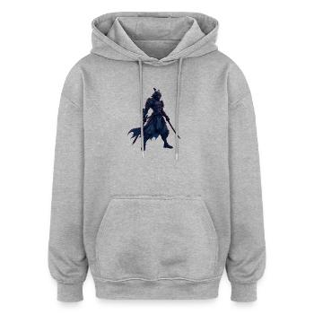 Cyber Samurai Krieger Illustration - Oversized Unisex Hoodie - Grau meliert - Vorne - Noah (186cm)