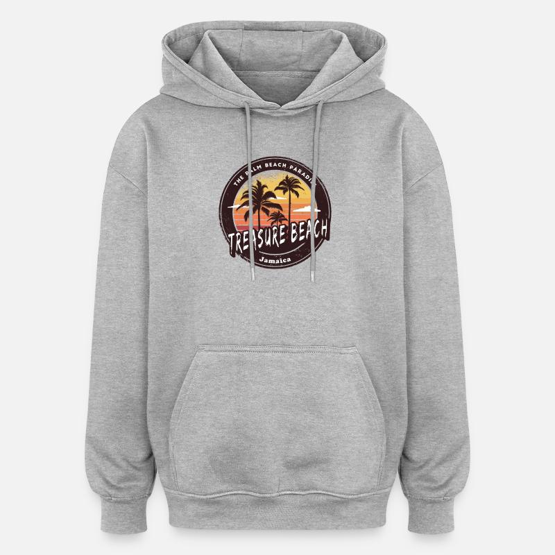 Treasure Beach Jamaïque Caraïbes - Sweat à capuche oversize unisexe - gris chiné