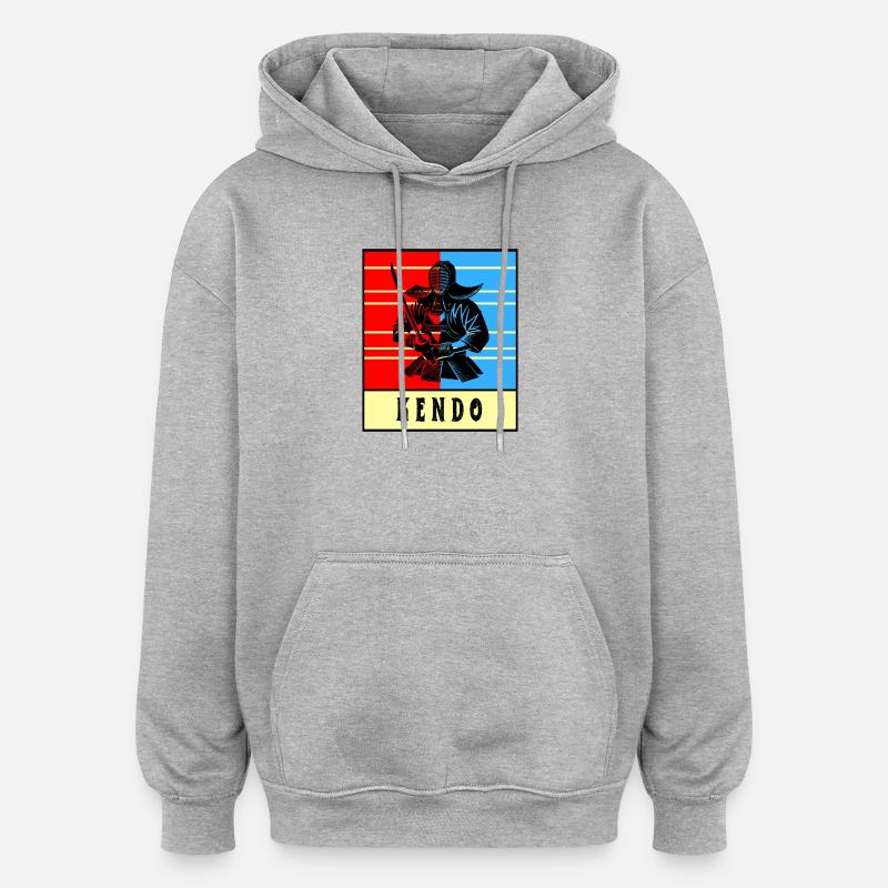 Combattant de Kendo - Sweat à capuche oversize unisexe - gris chiné