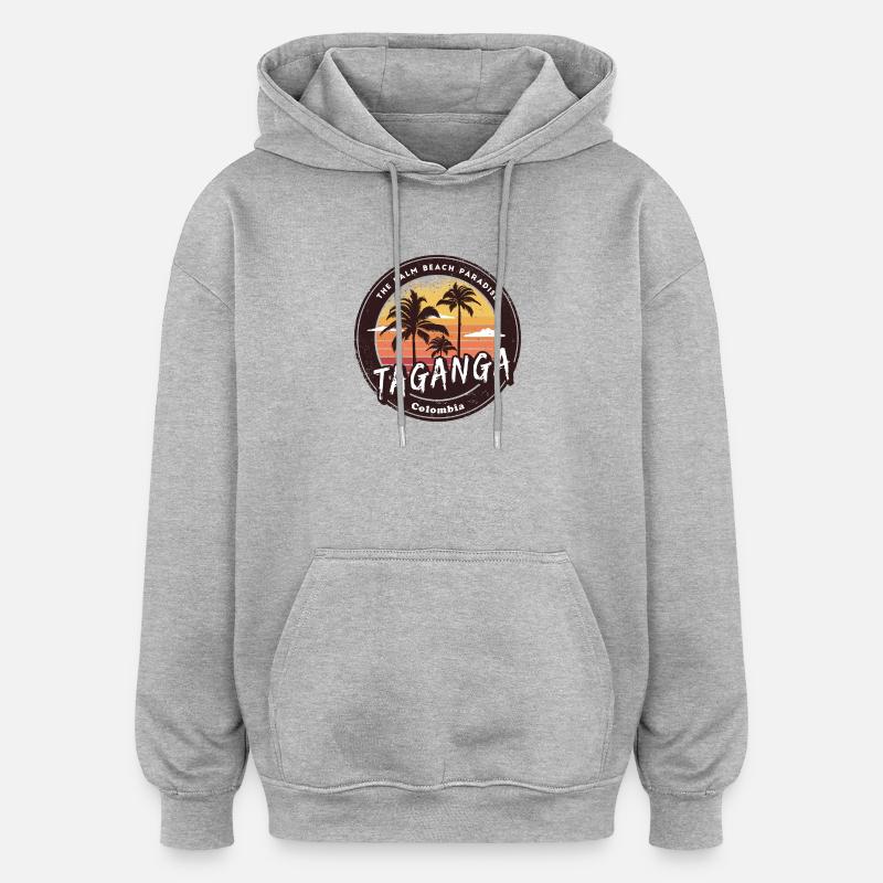 Taanga Palm Beach Design - Sweat à capuche oversize unisexe - gris chiné