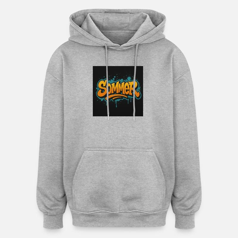 Été - Sweat à capuche oversize unisexe - gris chiné