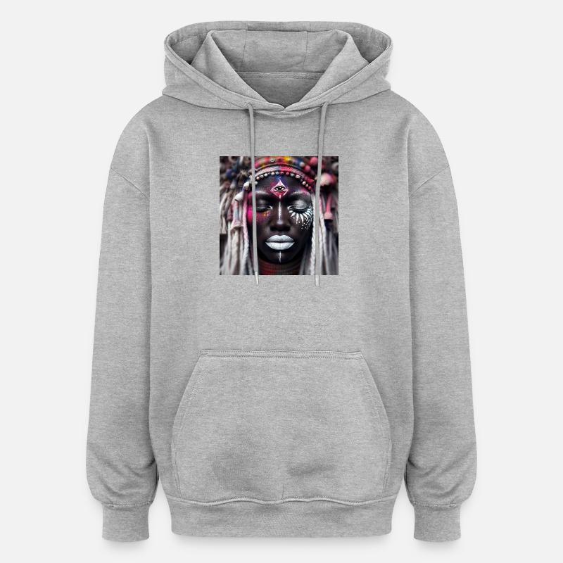 Divinité Africaine - Sweat à capuche oversize unisexe - gris chiné