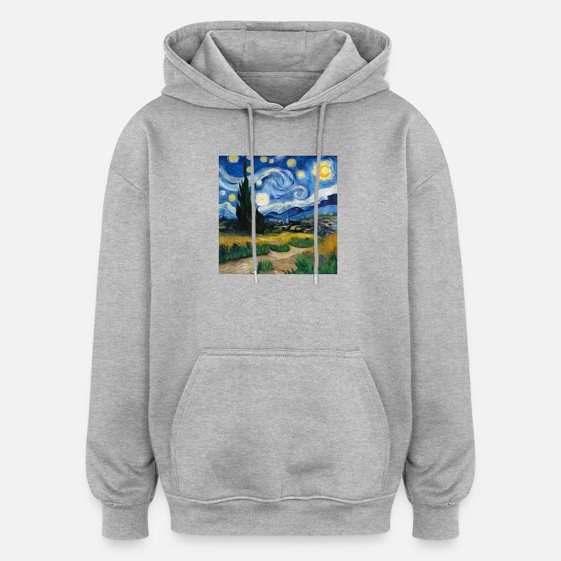 Paysage impressionniste / Impressionist landscape - Sweat à capuche oversize unisexe - gris chiné