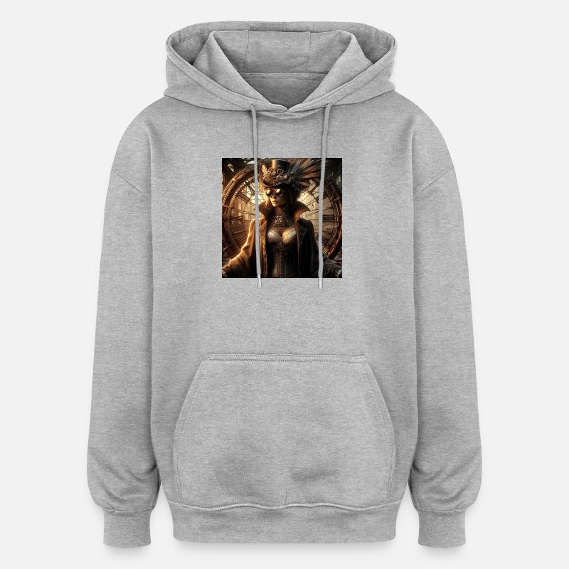 Les Chroniques du Temps - Sweat à capuche oversize unisexe - gris chiné