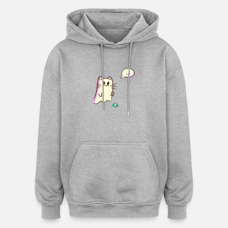 Ghost Cat Drops - Oops - Oversized Unisex Hoodie - heather grey
