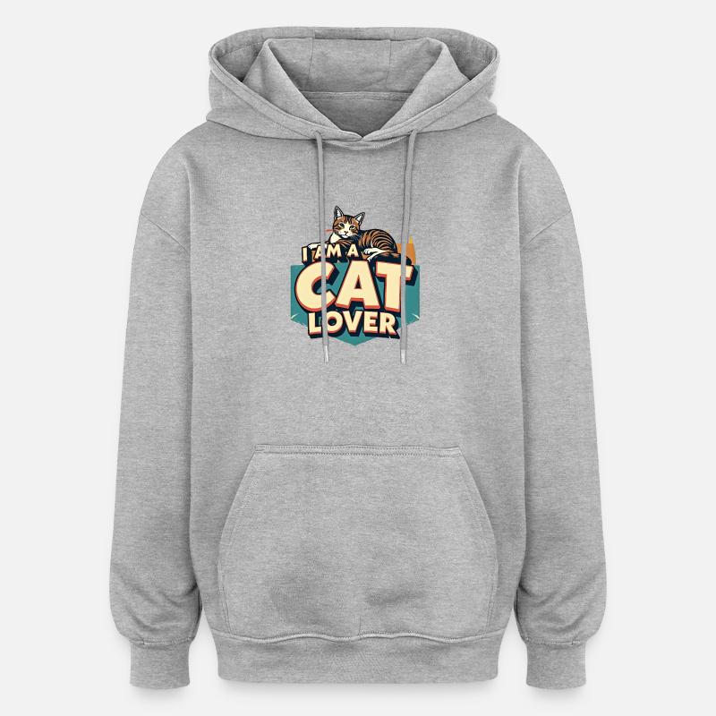Ich bin ein Katzenliebhaber - Oversized Unisex Hoodie - Grau meliert