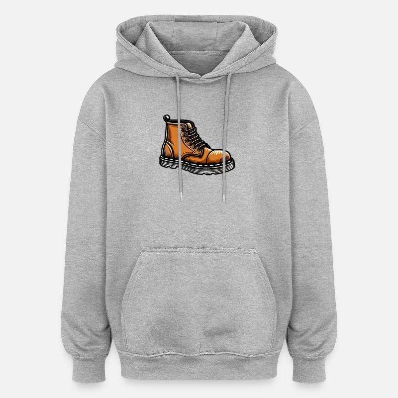 Bottes en marron - Sweat à capuche oversize unisexe - gris chiné
