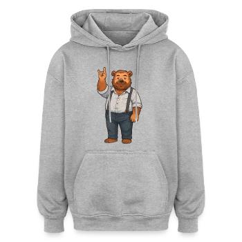 Brummbär rockt - Oversized Unisex Hoodie - Grau meliert - Vorne - Noah (186cm)