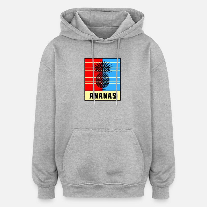Pineapple Pop Style – Red & Blue - Oversized Unisex Hoodie - heather grey