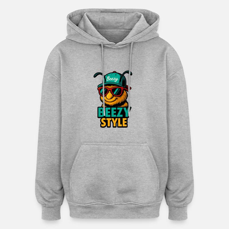 Beezy Style Biene Cap - Oversized Unisex Hoodie - Grau meliert