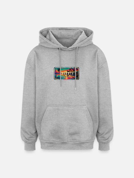 Jakarta – Tropical Retro Sign - Oversized Unisex Hoodie - heather grey