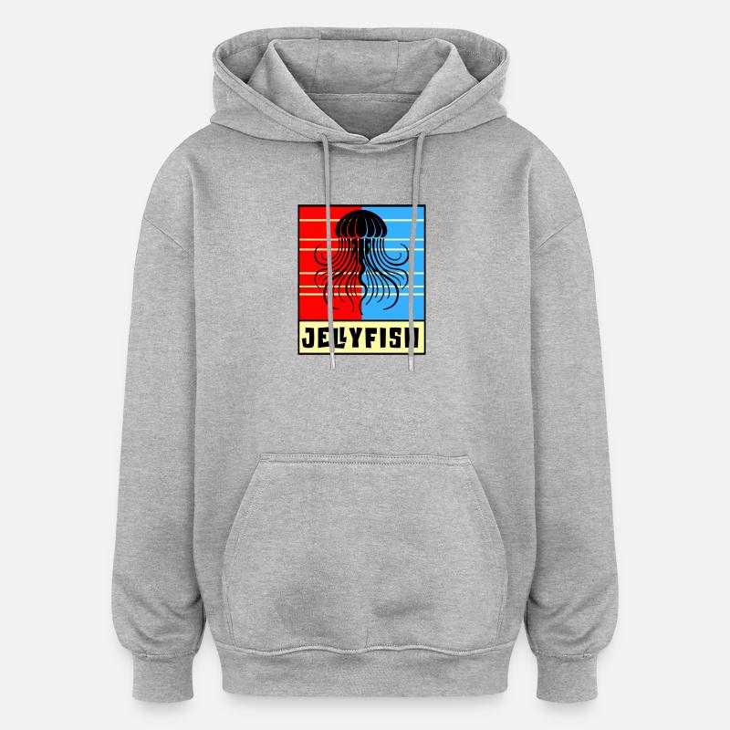 Méduse – Design rétro - Sweat à capuche oversize unisexe - gris chiné