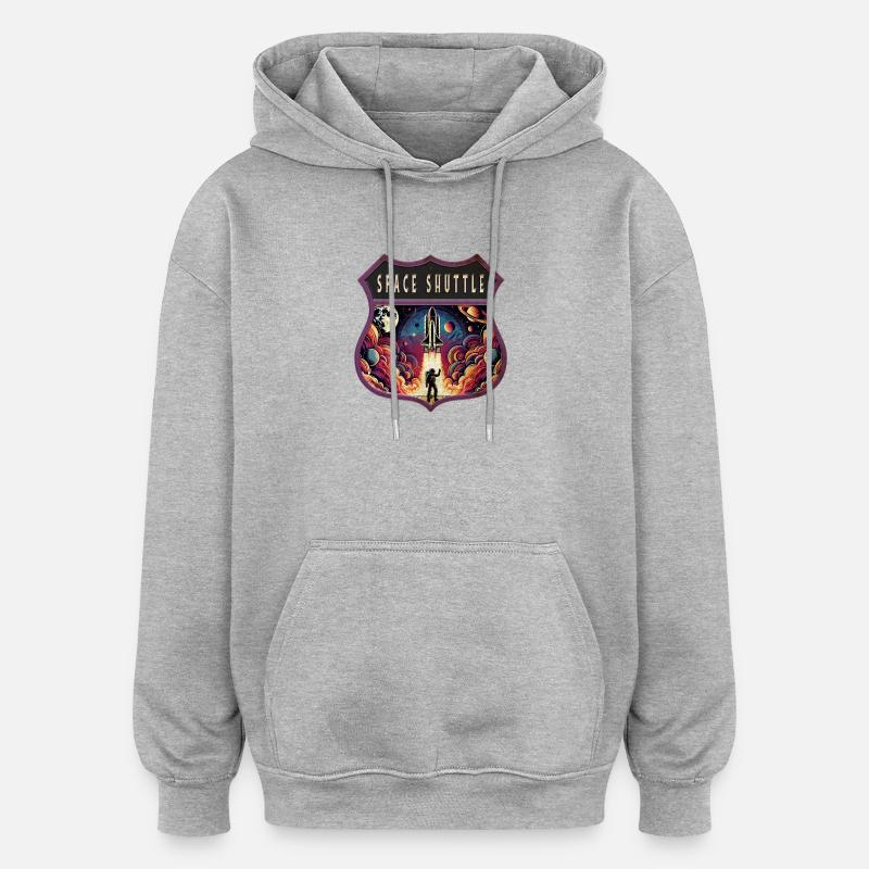 Buntes Atronauten Wappen Design - Oversized Unisex Hoodie - Grau meliert
