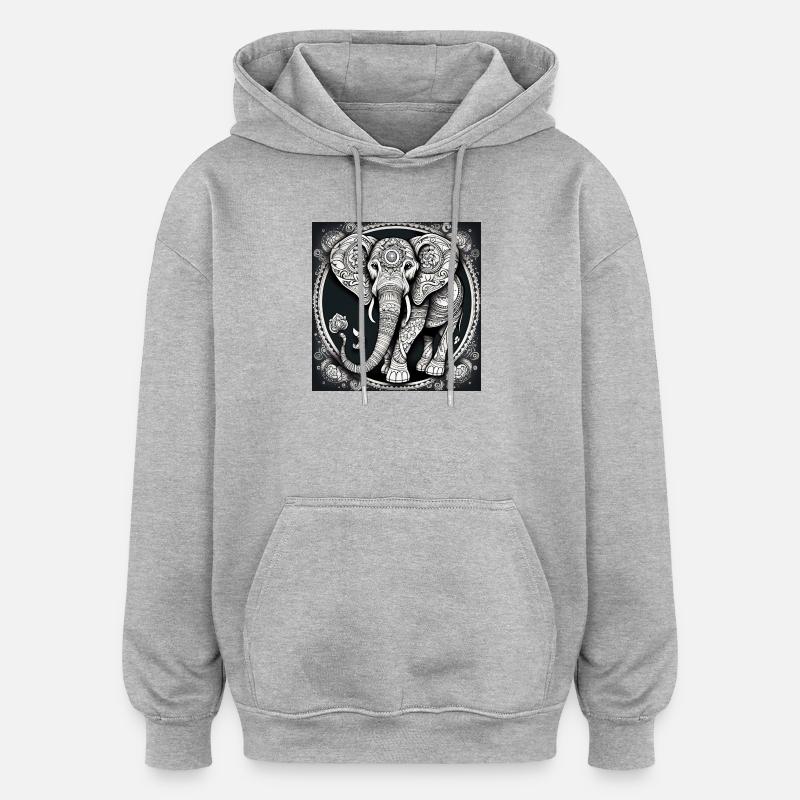 Elefant - Oversized Unisex Hoodie - Grau meliert