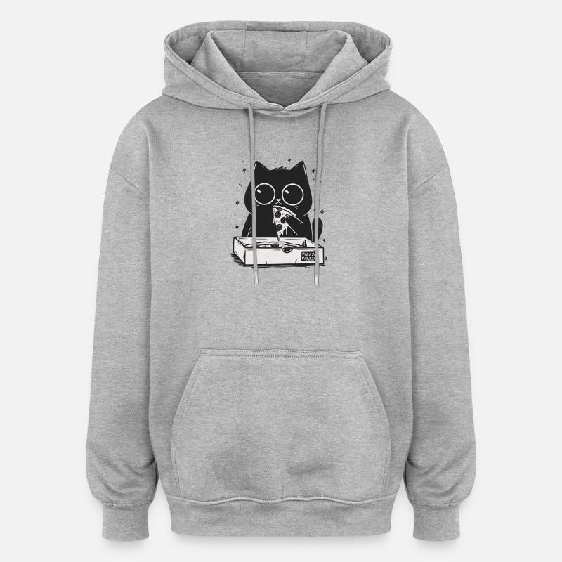 Pizza kitty - Sweat à capuche oversize unisexe - gris chiné