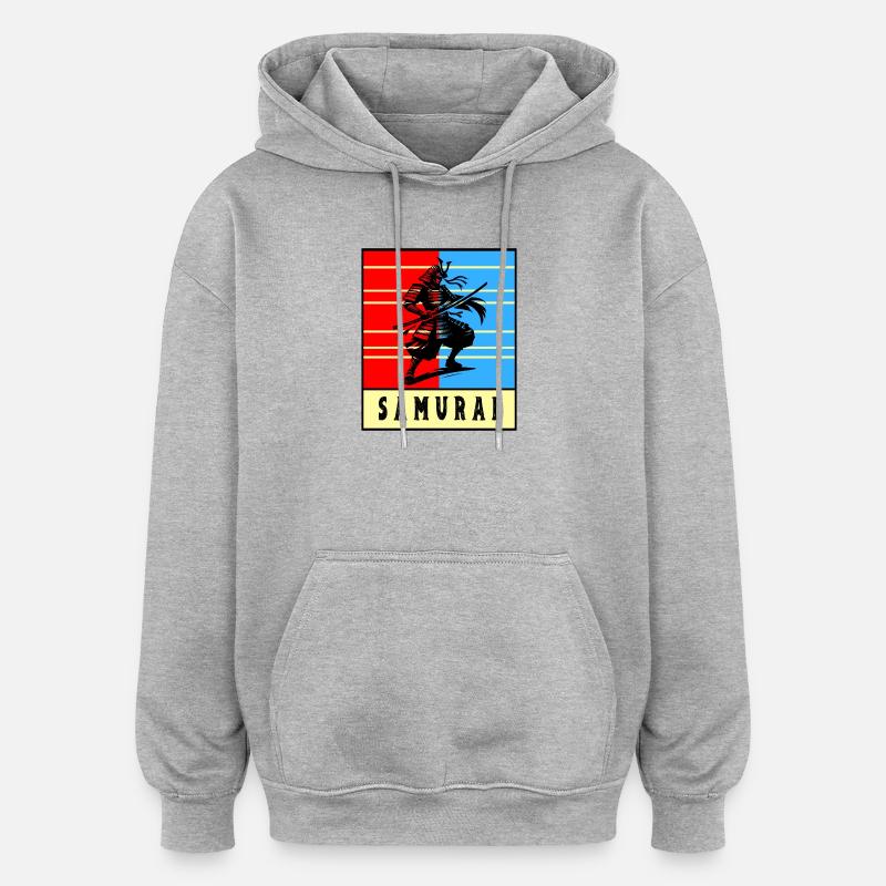 Retro Samurai Warrior - Oversized Unisex Hoodie - heather grey